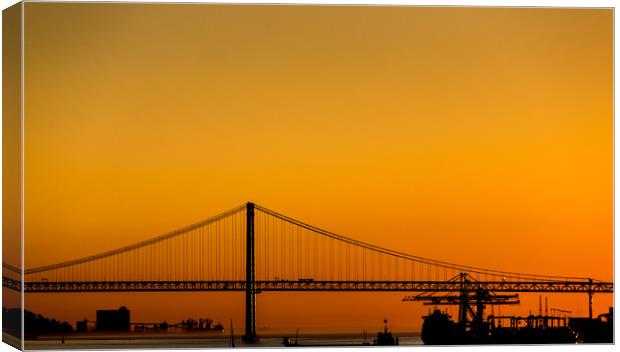 Golden Light on Lisbon Bridge Canvas Print by Darryl Brooks