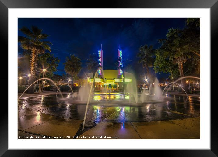 Celebration Cinema and Fountains Orlando Framed Mounted Print by matthew  mallett