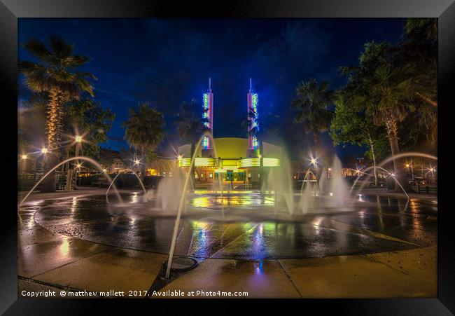 Celebration Cinema and Fountains Orlando Framed Print by matthew  mallett