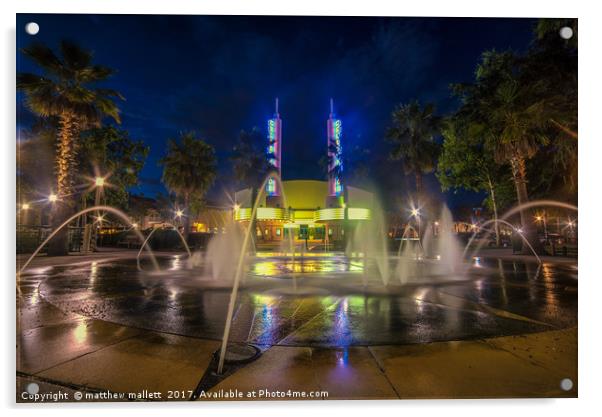 Celebration Cinema and Fountains Orlando Acrylic by matthew  mallett