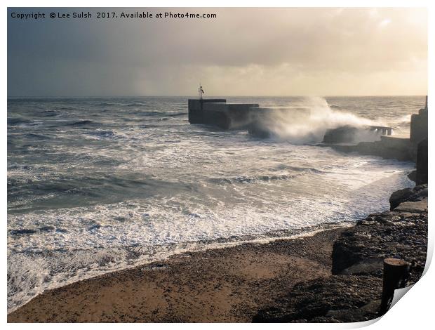 Hastings Harbour Arm on a stormy day Print by Lee Sulsh