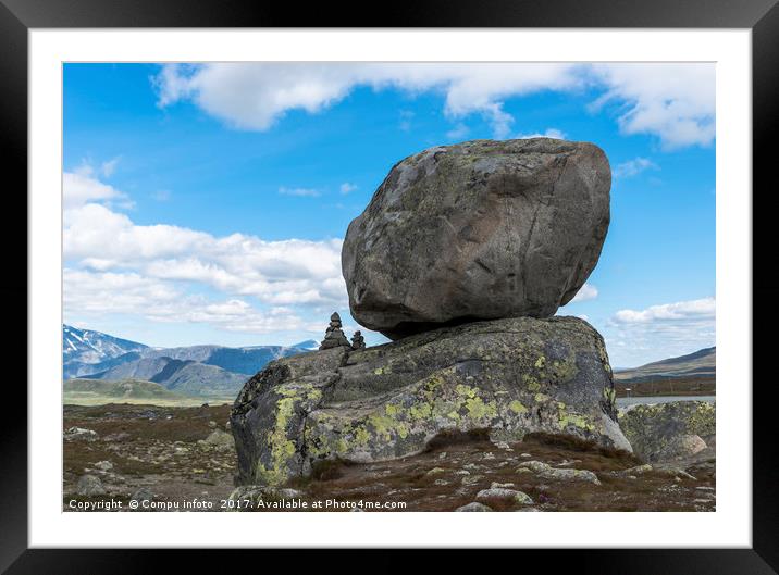 big rock in norway on the high roads near leira Framed Mounted Print by Chris Willemsen