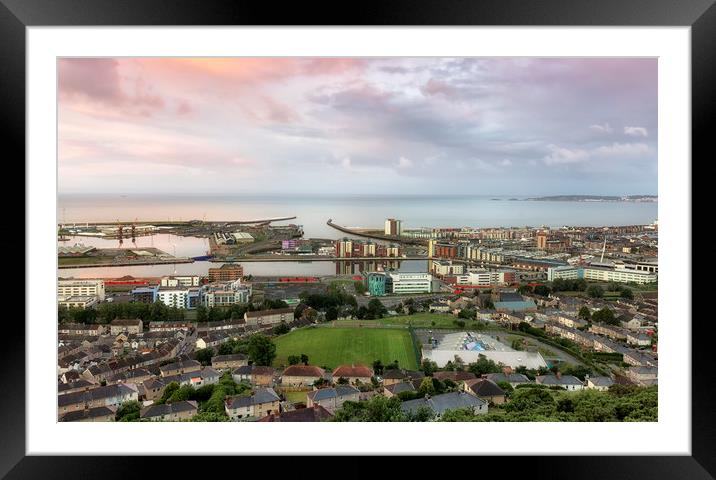 Swansea city from Kilvey Hill Framed Mounted Print by Leighton Collins