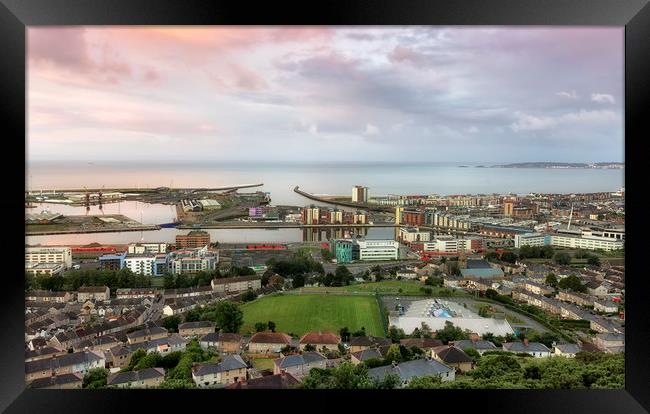Swansea city from Kilvey Hill Framed Print by Leighton Collins