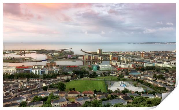 Swansea city from Kilvey Hill Print by Leighton Collins