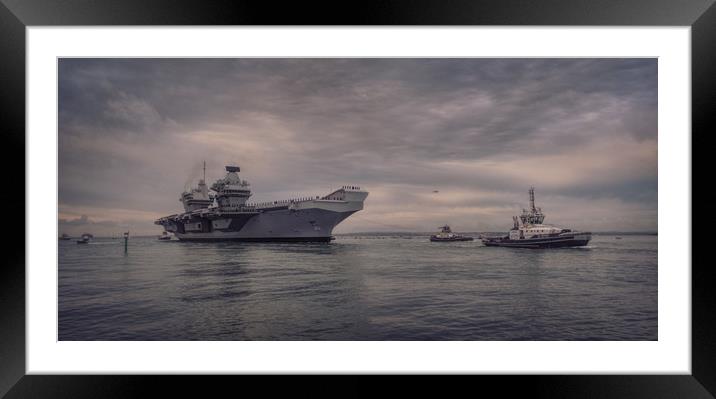 HMS Queen Elizabeth arrives at Portsmouth Framed Mounted Print by Ashley Chaplin