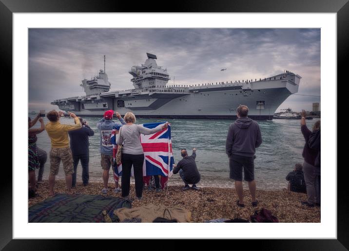 HMS Queen Elizabeth arrives at Portsmouth Framed Mounted Print by Ashley Chaplin