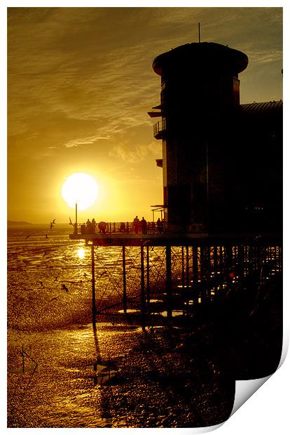 Sunset at Weston super mare Grand Pier Print by Rob Hawkins