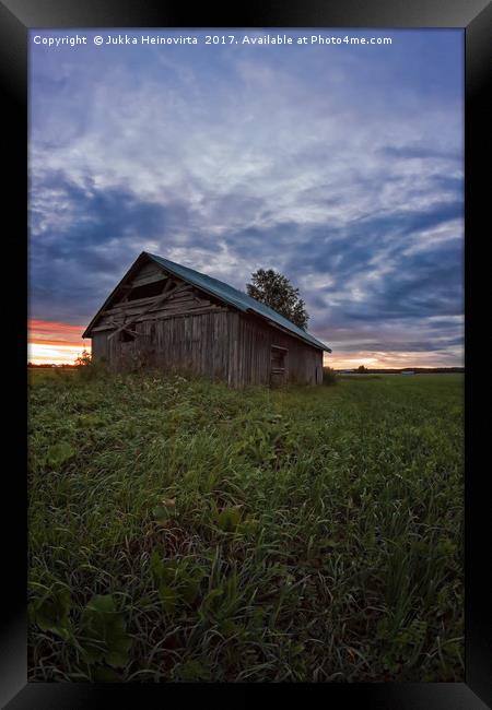 Sunset Clouds And An Old Barn House Framed Print by Jukka Heinovirta