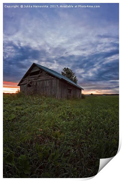Sunset Clouds And An Old Barn House Print by Jukka Heinovirta