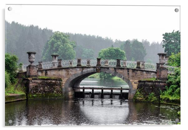 The old bridge and rain Acrylic by Dobrydnev Sergei