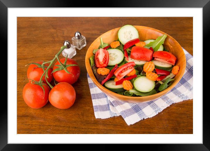 Garden Salad with Vine Tomatoes Framed Mounted Print by Darryl Brooks