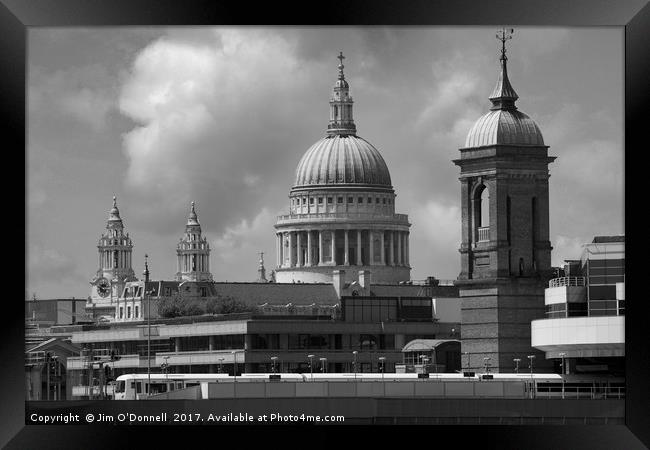 St Pauls Cathedral with Cannon street station  Framed Print by Jim O'Donnell