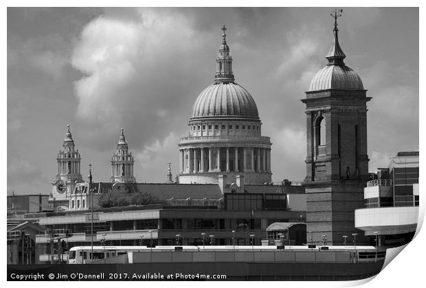 St Pauls Cathedral with Cannon street station  Print by Jim O'Donnell