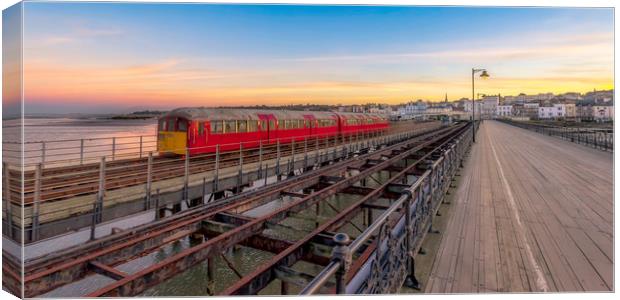 Island Line Train Sunset Isle Of Wight Canvas Print by Wight Landscapes