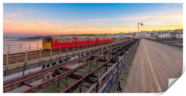 Island Line Train Sunset Isle Of Wight Print by Wight Landscapes