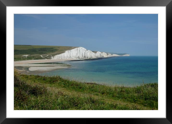 The Seven Sisters and Cuckmere Beach Framed Mounted Print by Diana Mower