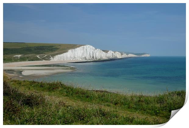 The Seven Sisters and Cuckmere Beach Print by Diana Mower