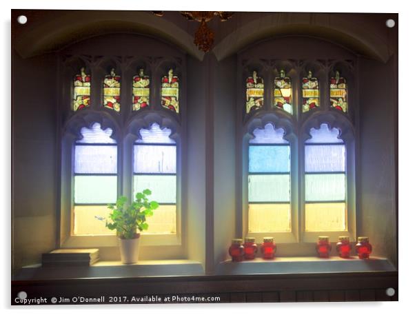 A window in the St John the Baptist Greek Orthodox Acrylic by Jim O'Donnell