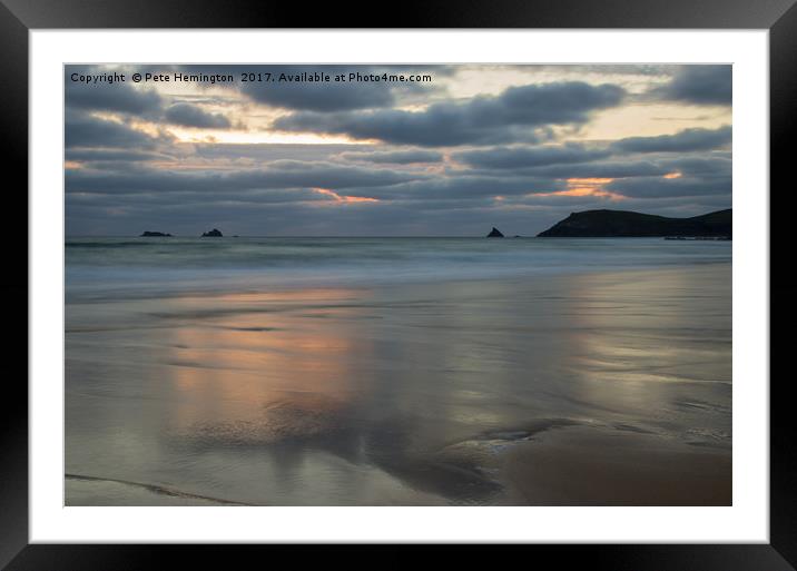 Sunset over Constantine Bay in Cornwall Framed Mounted Print by Pete Hemington