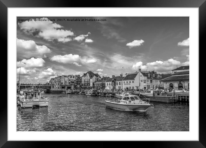 Harbour In Mono Framed Mounted Print by Nicola Clark