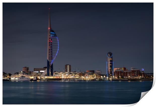 Spinnaker Tower and Lipstick Tower at dusk Print by Ashley Chaplin