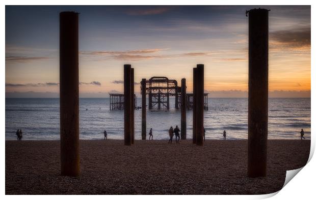 Brighton West Pier sunset Print by Ashley Chaplin