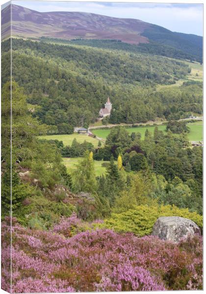 Crathie Kirk from above Balmoral castle. Crathie B Canvas Print by alan todd