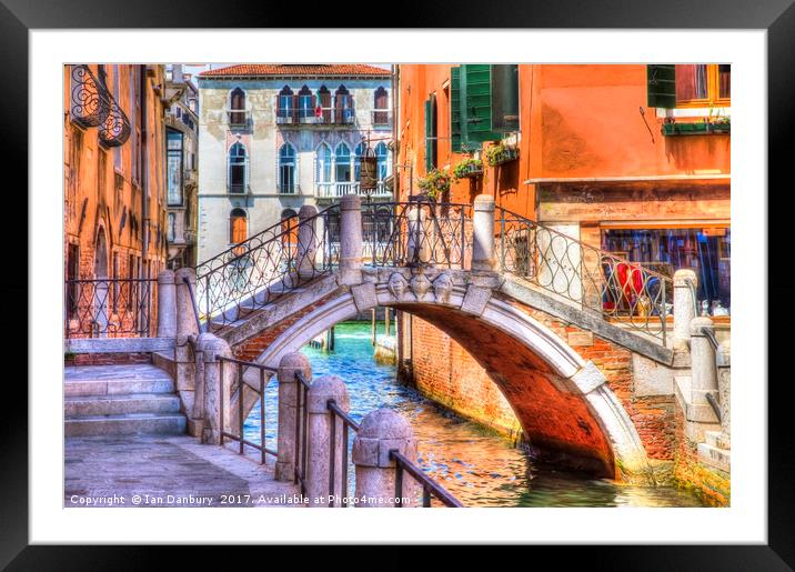 Small Venetian Bridge Framed Mounted Print by Ian Danbury