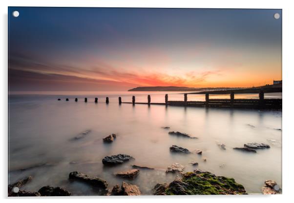 Yaverland Beach Sunset Acrylic by Wight Landscapes