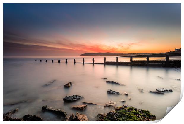 Yaverland Beach Sunset Print by Wight Landscapes