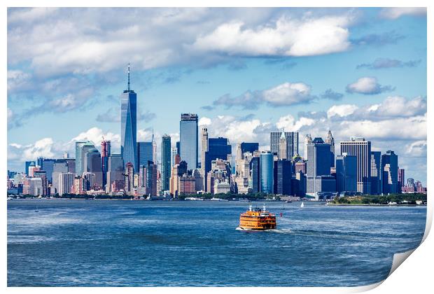 Staten Island Ferry and Manhattan Skyline Print by Darryl Brooks