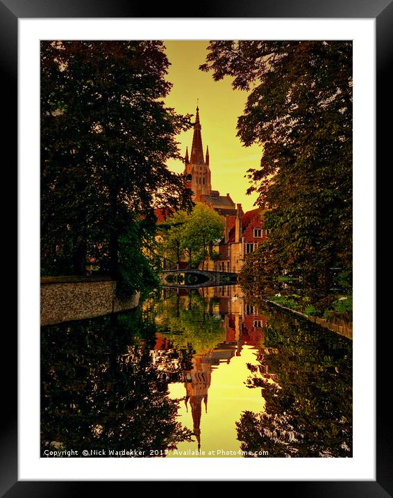 Romantic Bruges Reflections Framed Mounted Print by Nick Wardekker