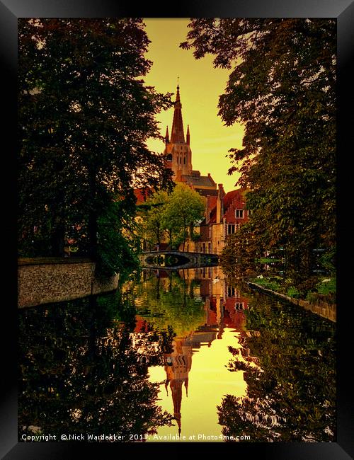 Romantic Bruges Reflections Framed Print by Nick Wardekker