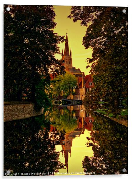 Romantic Bruges Reflections Acrylic by Nick Wardekker