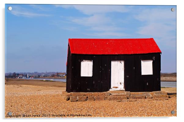 Rye Harbour Red and Black Fisherman's Hut Acrylic by Ian Philip Jones