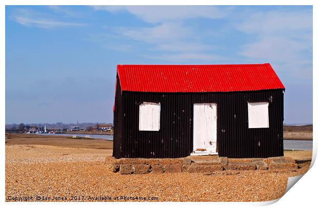 Rye Harbour Red and Black Fisherman's Hut Print by Ian Philip Jones