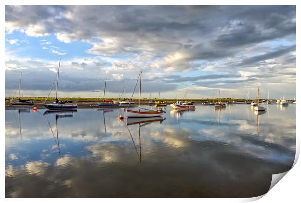Reflections at Brancaster Staithe in Norfolk Print by Gary Pearson