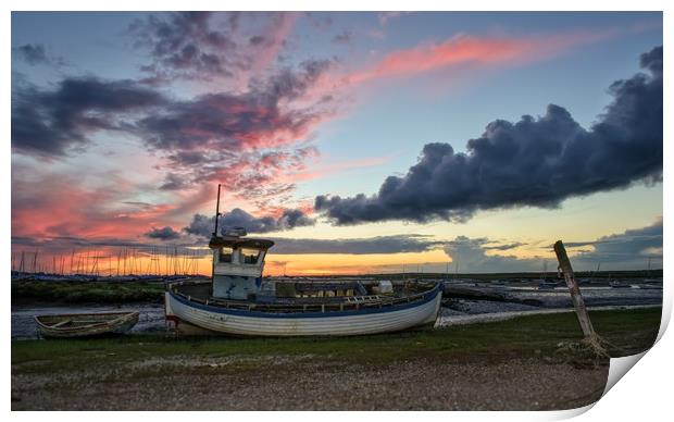 Colours of sunset - Brancaster Staithe  Print by Gary Pearson