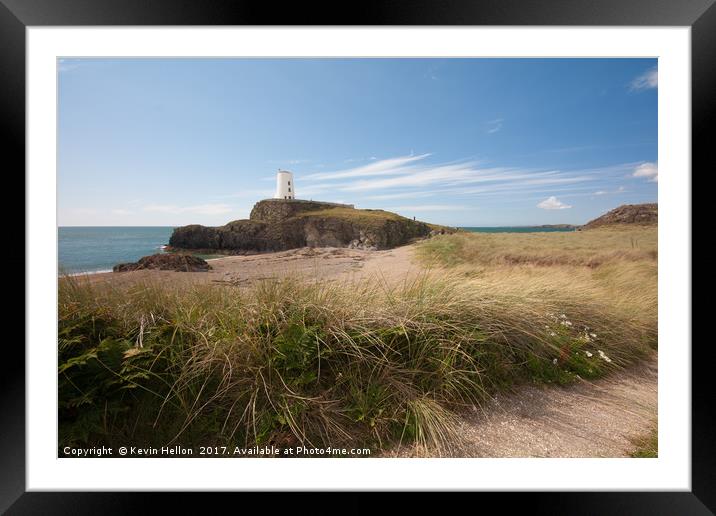 Lighthouse on Llanddwyn island, Anglesey, Gwynedd, Framed Mounted Print by Kevin Hellon