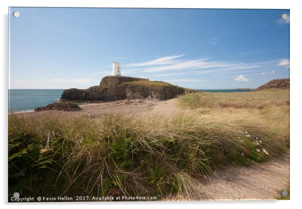 Lighthouse on Llanddwyn island, Anglesey, Gwynedd, Acrylic by Kevin Hellon