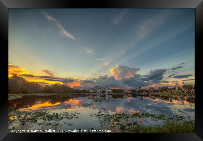Stormy Sunset Over Celebration Florida Framed Print by matthew  mallett