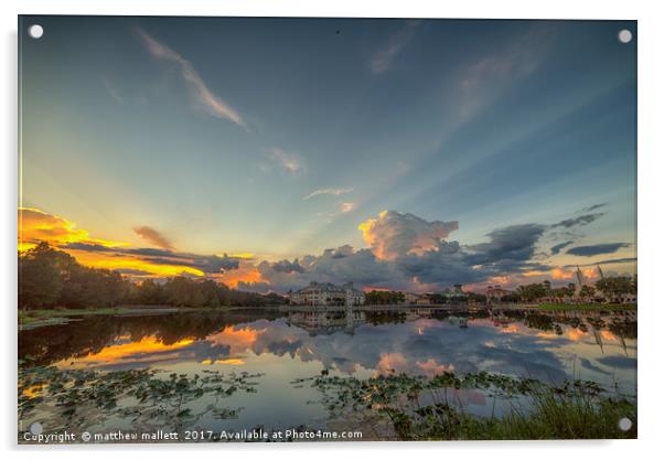 Stormy Sunset Over Celebration Florida Acrylic by matthew  mallett