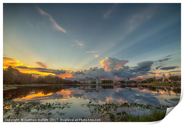Stormy Sunset Over Celebration Florida Print by matthew  mallett