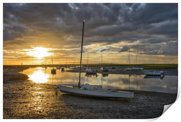 Sunset over Brancaster Staithe Print by Gary Pearson