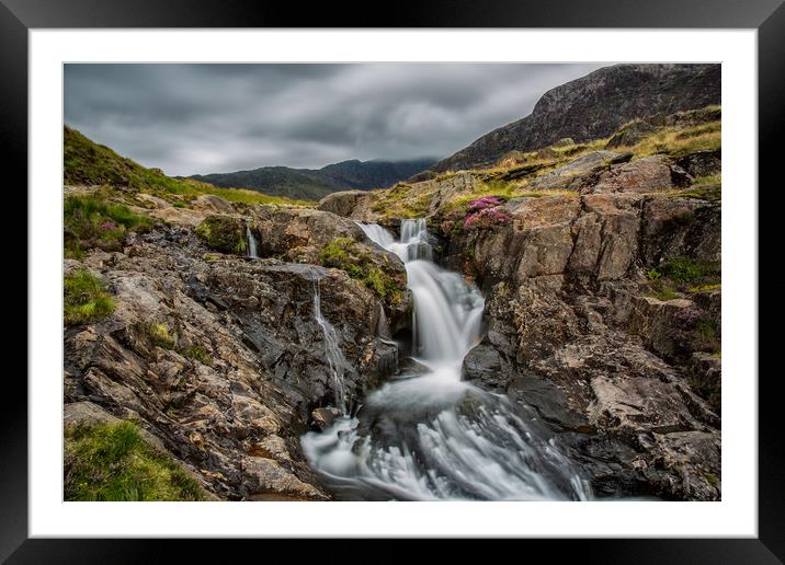Snowdonia Waterfall Framed Mounted Print by Roger Green