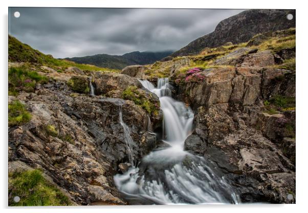 Snowdonia Waterfall Acrylic by Roger Green