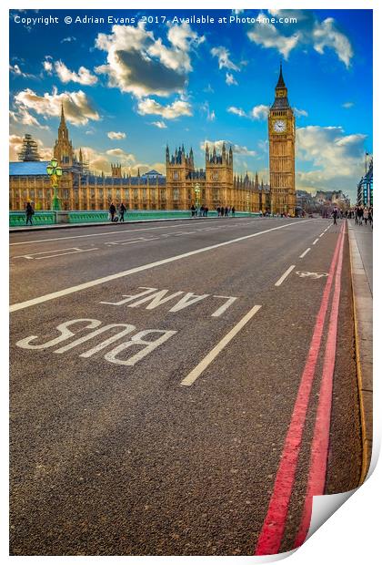 Big Ben Westminster London Print by Adrian Evans