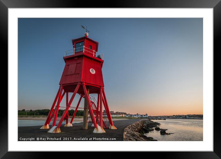 Herd Lighthouse at South Shields  Framed Mounted Print by Ray Pritchard