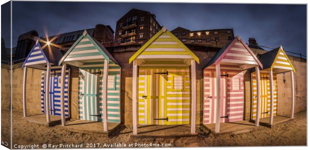 Newcastle Quayside Beach Huts Canvas Print by Ray Pritchard